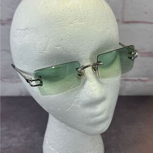 James Oro NEW Authentic 2 Gold-Toned Rimless Frame Green Tint for Men